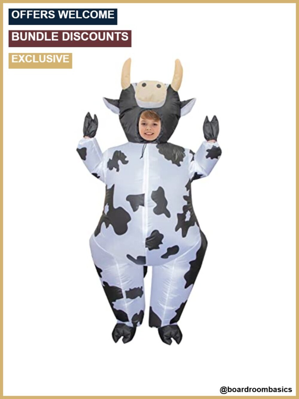 Kids Inflatable Cow Costume Blow Up Suit for Halloween Cosplay Party